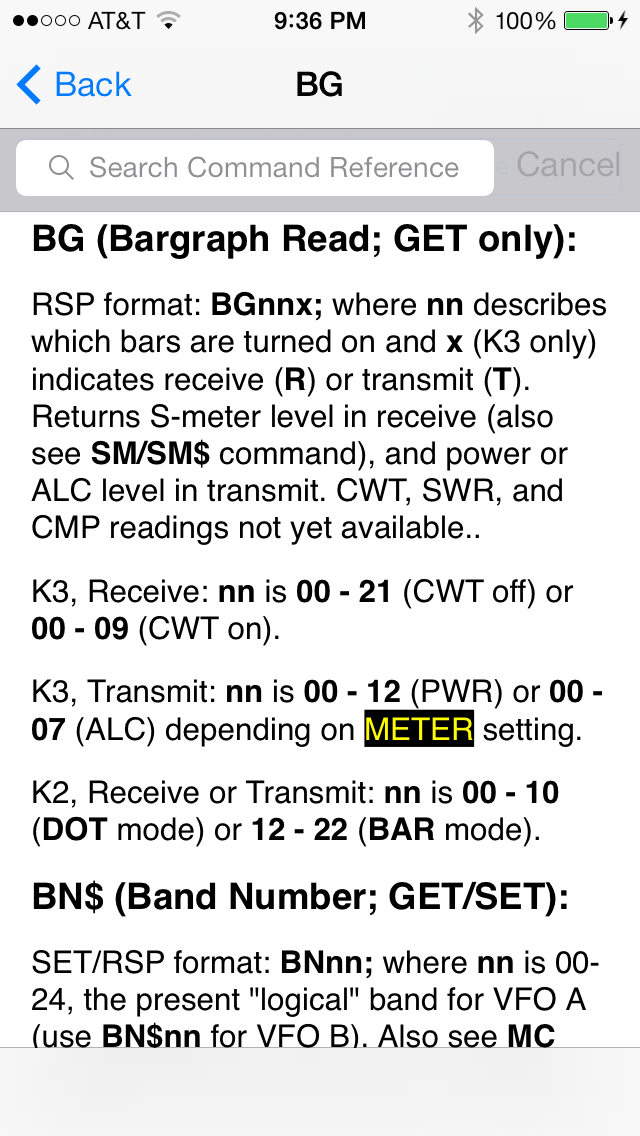 BG Bargraph Read Command